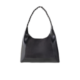 Black Faux Suede Shoulder Tote Bag