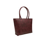 Burgundy Croc Textured Tote Bag